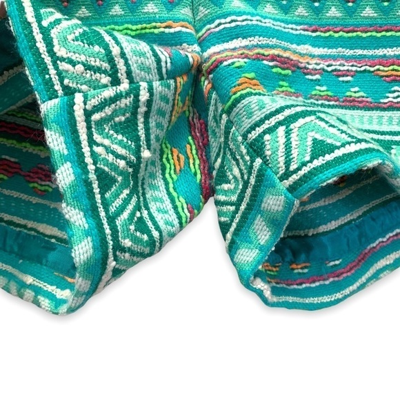 Anthropologie Shorts Womens 0 Green Teal Rainbow Aztec Embroidery Bohemian - Picture 7 of 11